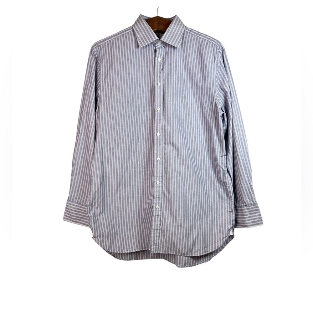 Thomas Pink Mens Striped Blue Red Classic Fit Button Down Shirt Size 16.5-35